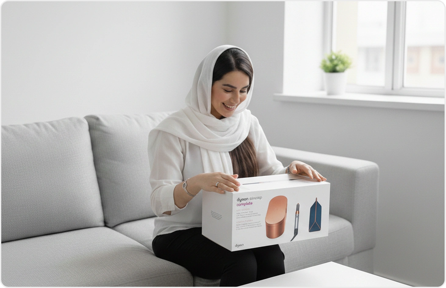 مشتری خوشحال که با سرویس اقساطی سیباکس خرید خود را بدون محدودیت سقف انجام می‌دهد